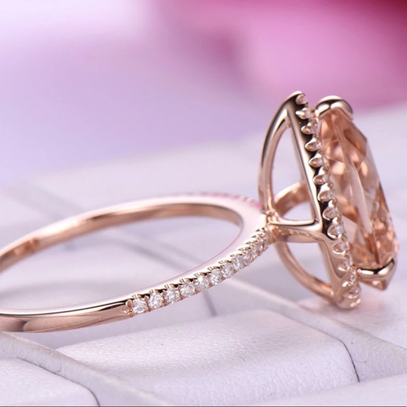 New 925 Rose Gold Water Drop Zircon Ring - Picture 6 of 7